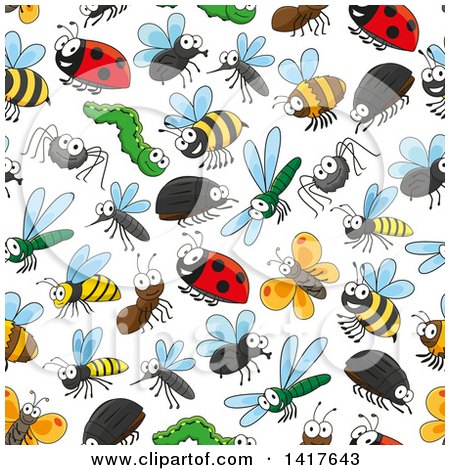 Clipart of a Seamless Background Pattern of Bugs - Royalty Free Vector Illustration by Vector Tradition SM
