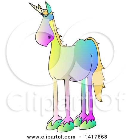 Clipart of a Cartoon Gradient Colorful Unicorn - Royalty Free Vector Illustration by djart