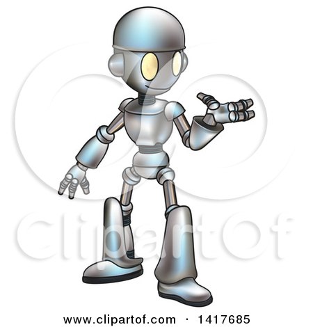 Clipart of a Cartoon Robot Presenting - Royalty Free Vector Illustration by AtStockIllustration