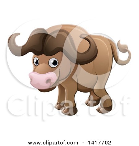 Clipart of a Cartoon Cute African Safari Cape Buffalo - Royalty Free Vector Illustration by AtStockIllustration
