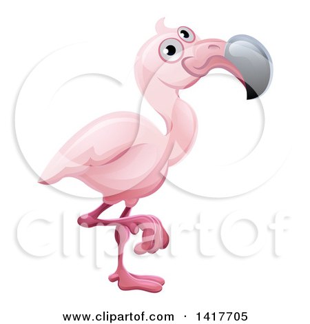 Clipart of a Cartoon Cute African Safari Pink Flamingo - Royalty Free Vector Illustration by AtStockIllustration