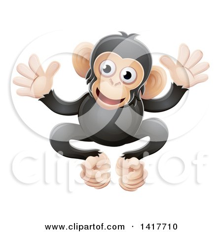 Clipart of a Cartoon Cute African Safari Chimpanzee - Royalty Free Vector Illustration by AtStockIllustration