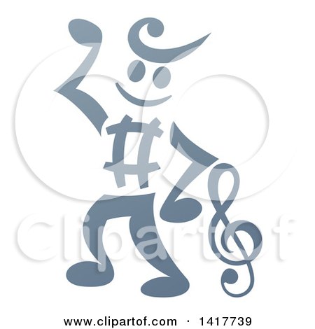 Clipart of a Music Note Notation Man Dancing - Royalty Free Vector Illustration by AtStockIllustration