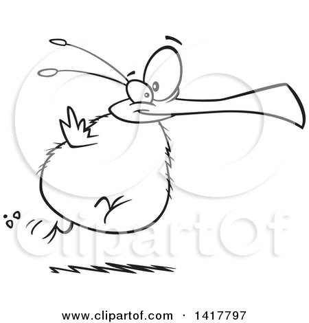 Clipart of a Cartoon Black and White Chubby Flightless Bird Running - Royalty Free Vector Illustration by toonaday