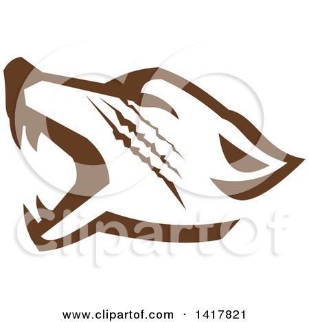 Clipart of a Retro Brown Howling Wolf Head - Royalty Free Vector Illustration by patrimonio