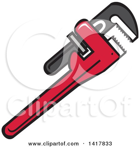 Clipart of a Plumbing Pipe Monkey Wrench - Royalty Free Vector Illustration by patrimonio