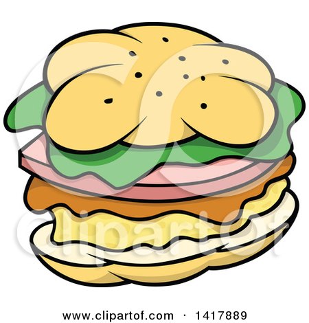 Clipart of a Cartoon Sandwich or Hamburger - Royalty Free Vector Illustration by dero