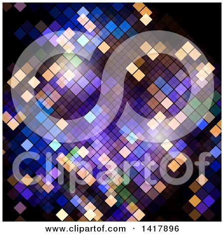 Clipart of a Colorful Pixel or Mosaic Background - Royalty Free Vector Illustration by KJ Pargeter