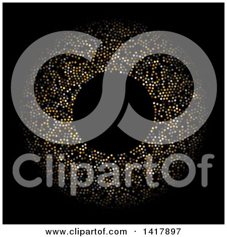 Clipart of a Circle of Gold Dots on Black - Royalty Free Vector Illustration by KJ Pargeter