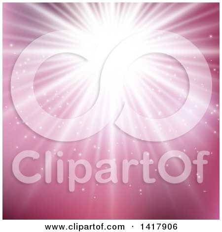 Clipart of a Sun Burst and Pink Background - Royalty Free Vector Illustration by KJ Pargeter
