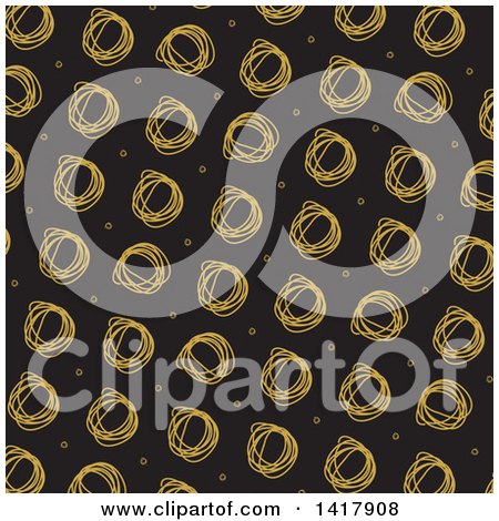 Clipart of a Background of Scribbled Circles on Black - Royalty Free Vector Illustration by KJ Pargeter