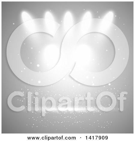 Clipart of a Gray Background with Display Spotlights - Royalty Free Vector Illustration by KJ Pargeter