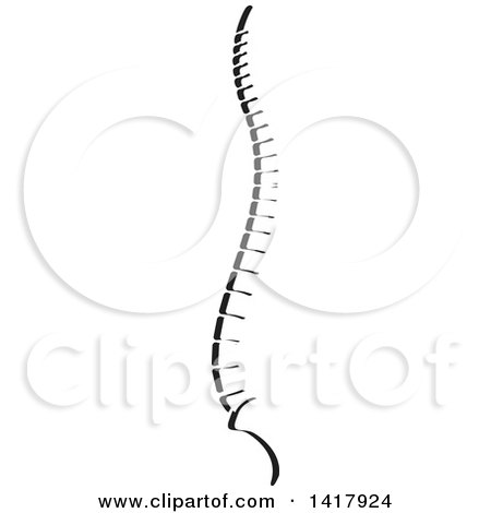 Clipart of a Black Human Spine - Royalty Free Vector Illustration by Lal Perera
