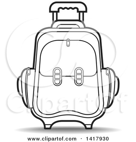 Clipart of a Lineart Suitcase - Royalty Free Vector Illustration by Lal Perera