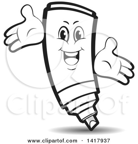 Clipart of a Happy Marker Character - Royalty Free Vector Illustration by Lal Perera