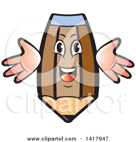 Clipart of a Brown Pencil Character - Royalty Free Vector Illustration by Lal Perera