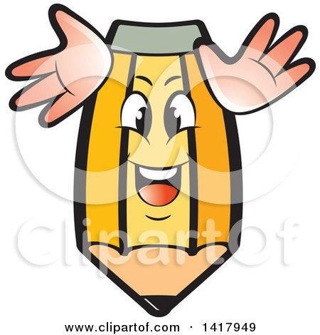 Clipart of a Yellow Pencil Character - Royalty Free Vector Illustration by Lal Perera