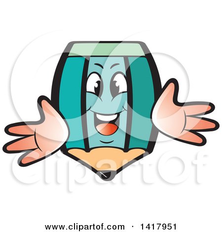 Clipart of a Teal Pencil Character - Royalty Free Vector Illustration by Lal Perera