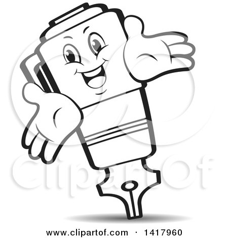 Clipart of a Fountain Pen Character - Royalty Free Vector Illustration by Lal Perera