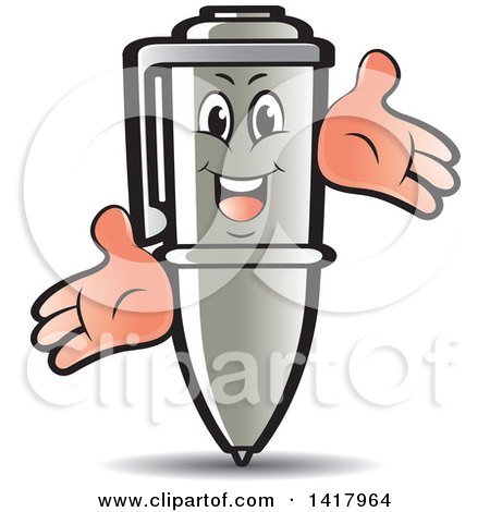 Clipart of a Happy Pen Character - Royalty Free Vector Illustration by Lal Perera