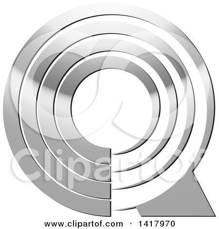 Clipart of a Silver Abstract Letter Q Design - Royalty Free Vector Illustration by Lal Perera