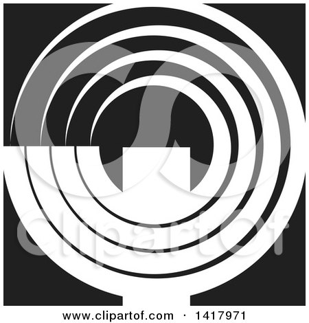 Clipart of a Black and White Abstract Letter Q Design - Royalty Free Vector Illustration by Lal Perera
