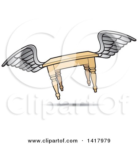Clipart of a Winged Flying Table - Royalty Free Vector Illustration by Lal Perera