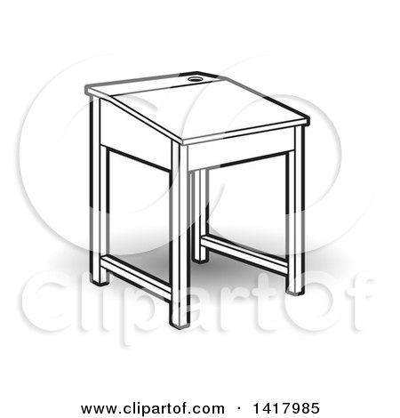 Clipart of a School Desk - Royalty Free Vector Illustration by Lal Perera