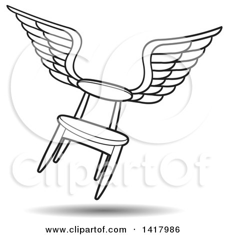 Clipart of a Flying Winged Chair - Royalty Free Vector Illustration by Lal Perera
