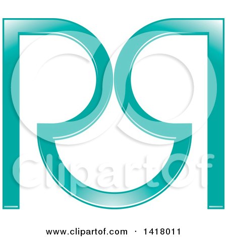Clipart of a Mirrored Turquoise Letter R Design - Royalty Free Vector Illustration by Lal Perera