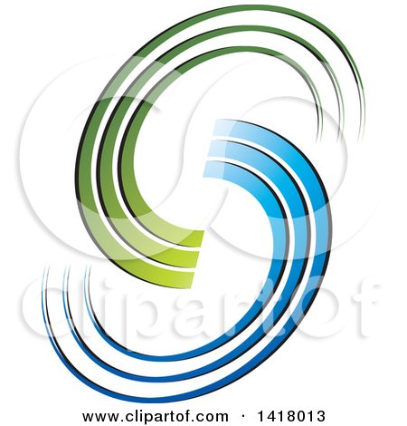 Clipart of a Blue and Green Abstract Letter S Design - Royalty Free Vector Illustration by Lal Perera