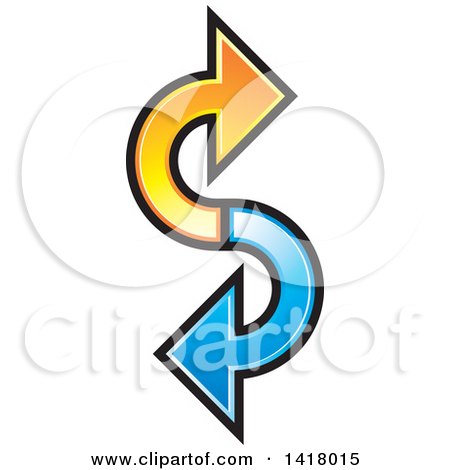 Clipart of a Blue and Orange Arrow Letter S Design - Royalty Free Vector Illustration by Lal Perera