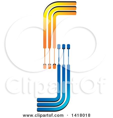 Clipart of a Blue and Orange Abstract Letter S Design - Royalty Free Vector Illustration by Lal Perera