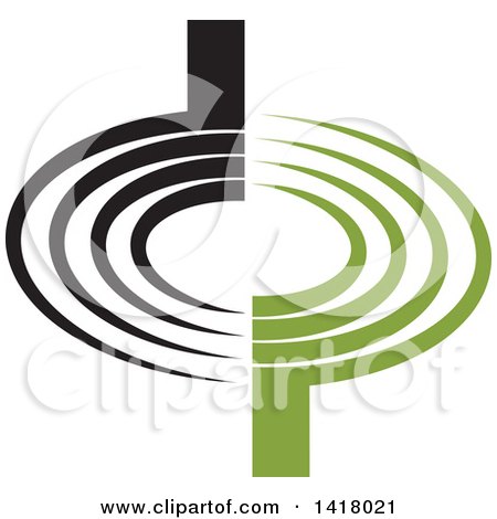 Clipart of a Black and Green Abstract Letter D and P Design - Royalty Free Vector Illustration by Lal Perera