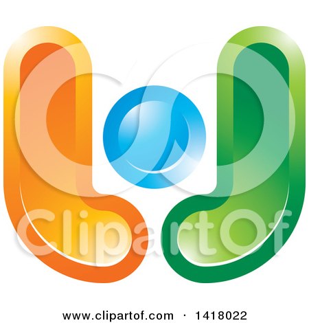 Clipart of a Blue Green and Orange Abstract Letter J Design - Royalty Free Vector Illustration by Lal Perera