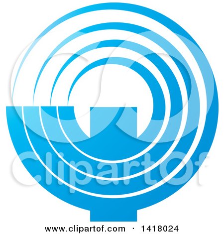 Clipart of a Blue Abstract Letter Q - Royalty Free Vector Illustration by Lal Perera