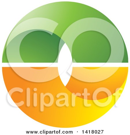 Clipart of a Green and Orange Letter O - Royalty Free Vector Illustration by Lal Perera