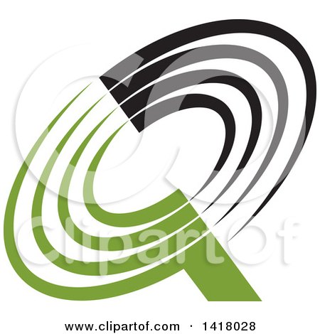Clipart of a Green and Black Abstract Letter Q Design - Royalty Free Vector Illustration by Lal Perera