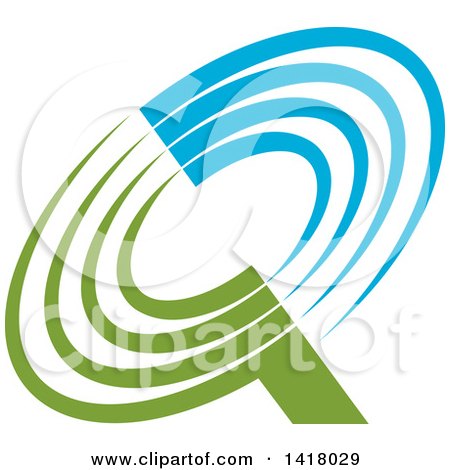 Clipart of a Green and Blue Abstract Letter Q Design - Royalty Free Vector Illustration by Lal Perera