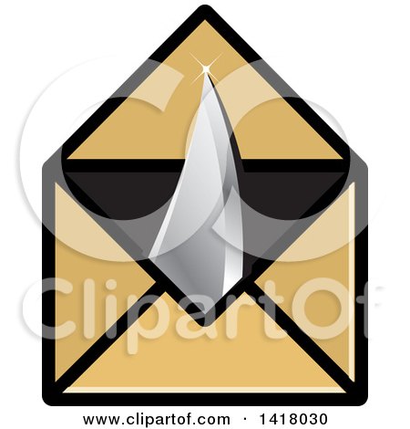 Clipart of a Knife Point Through an Envelope - Royalty Free Vector Illustration by Lal Perera
