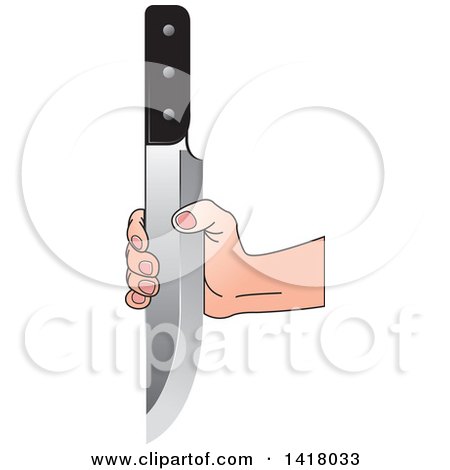 Clipart of a Hand Holding a Knife by the Blade - Royalty Free Vector Illustration by Lal Perera