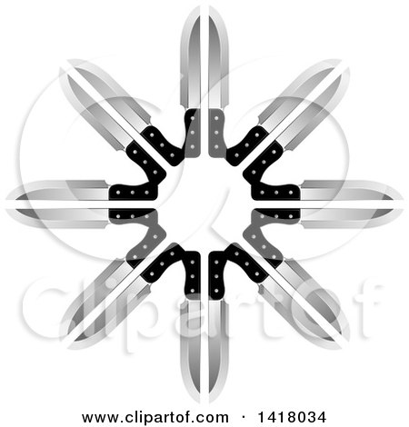 Clipart of a Circle of Knives - Royalty Free Vector Illustration by Lal Perera