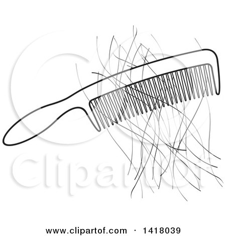 Clipart of a Comb with Hair - Royalty Free Vector Illustration by Lal Perera