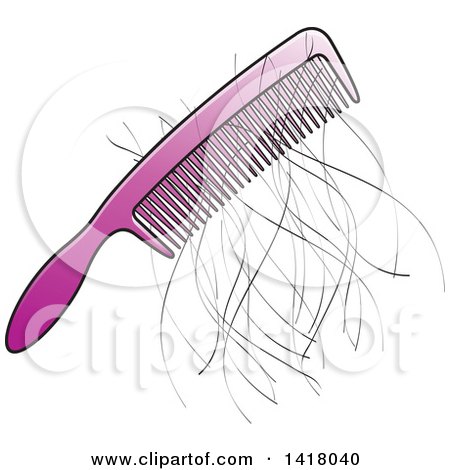 Clipart of a Purple Comb with Hair - Royalty Free Vector Illustration by Lal Perera