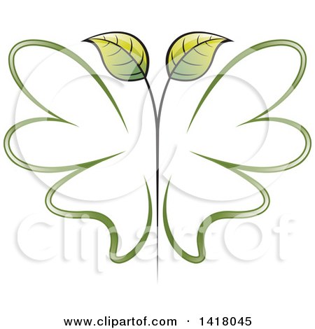 Clipart of a Green Swirl Butterfly Made with Leaves - Royalty Free Vector Illustration by Lal Perera