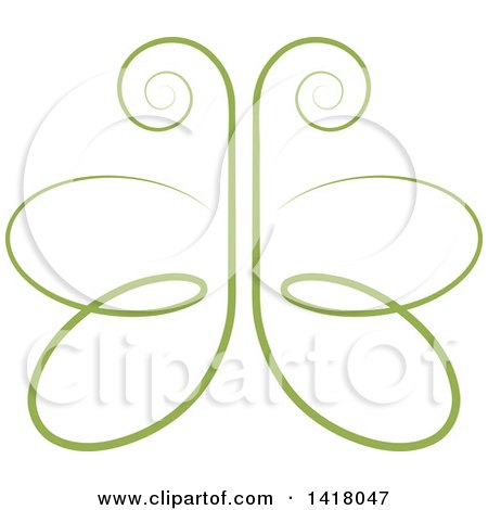 Clipart of a Green Swirl Butterfly - Royalty Free Vector Illustration by Lal Perera