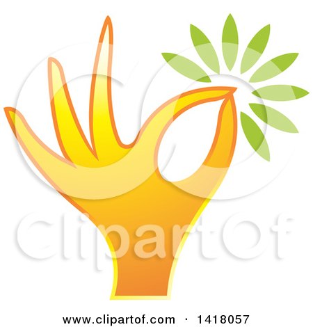 Clipart of a Hand Holding a Flower or Leaves - Royalty Free Vector Illustration by Lal Perera