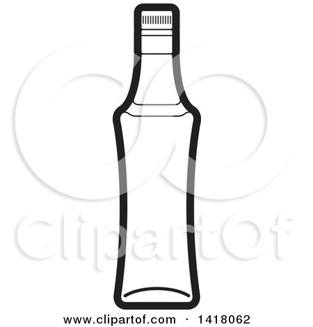 Clipart of a Lineart Beer Bottle - Royalty Free Vector Illustration by Lal Perera