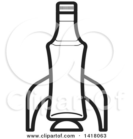 Clipart of a Lineart Beer Bottle Rocket - Royalty Free Vector Illustration by Lal Perera