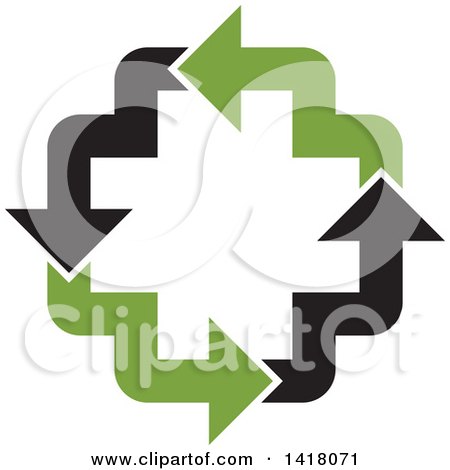 Clipart of a Cross Formed of Black and Green Arrows - Royalty Free Vector Illustration by Lal Perera